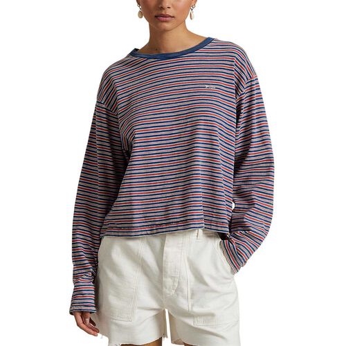 Polo Ralph Lauren Striped Jersey Cropped Long Sleeve Tee